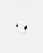 Rectangular Signet Ring, Platinum-Plated Steel, Adjustable