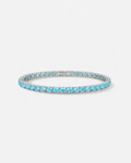 Turquoise-Color Zirconia Tennis Bracelet, 4 mm, Silver-Plated Steel