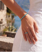 Turquoise-Color Zirconia Tennis Bracelet, 4 mm, Silver-Plated Steel