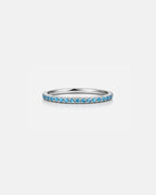Turquoise-Blue Zircon Stone Band Ring, Stainless Steel — Mar Rosa