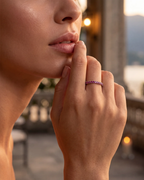 Deep Rose Zircon Stone Band Ring, Stainless Steel — Mar Rosa