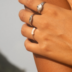 Five Freshwater Pearl Ring, Steel