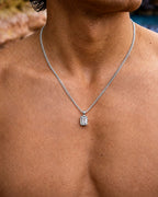 Men’s 1 ct Lab-Grown Moissanite Pendant Necklace, 925 Silver Pendant