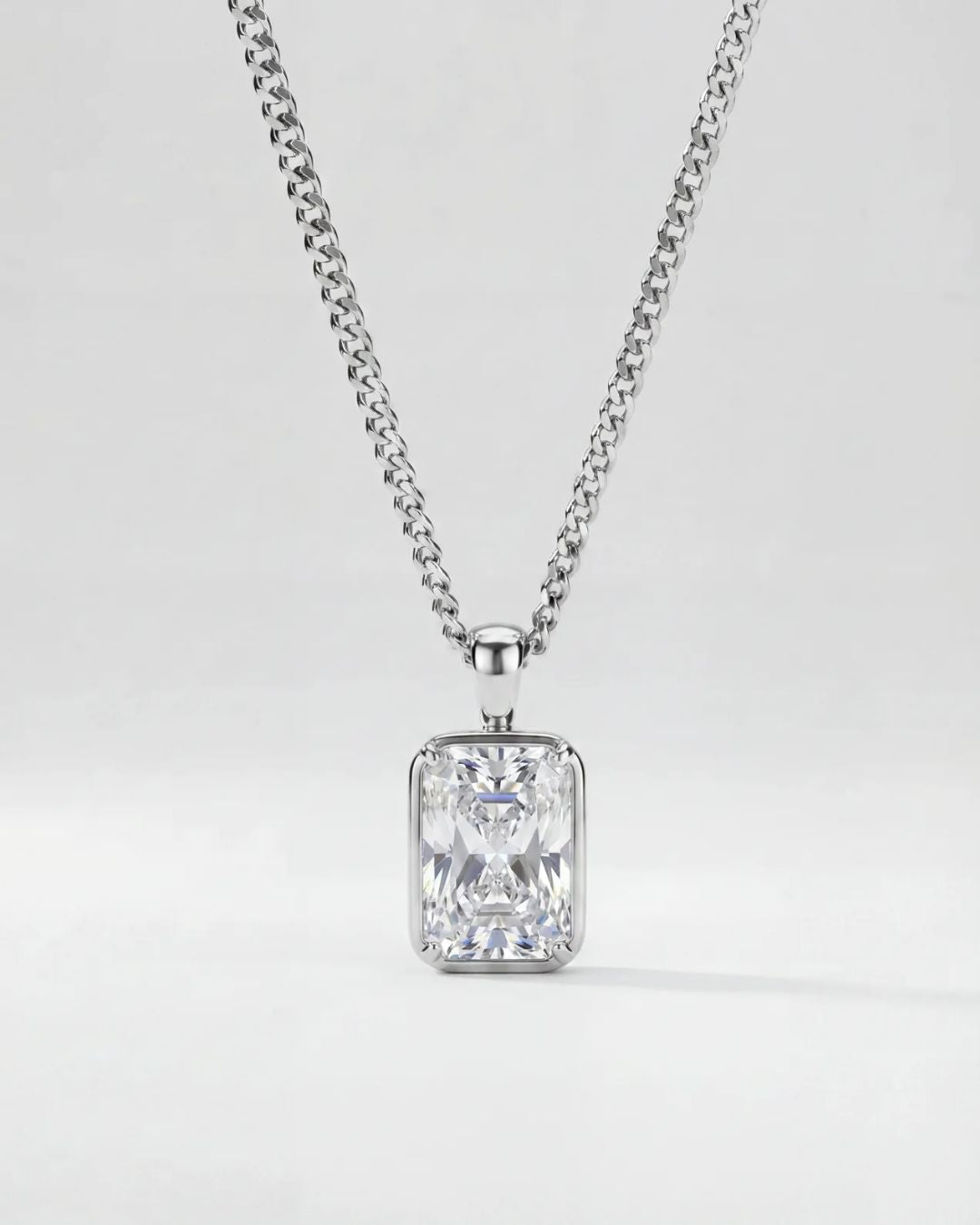 Men’s 1 ct Lab-Grown Moissanite Pendant Necklace, 925 Silver Pendant