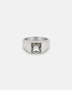 Men’s Clear Zirconia Square Signet Ring, Silver-Tone