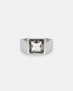 Men’s Clear Zirconia Square Signet Ring, Silver-Tone