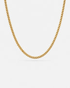 Men’s Matte Gold-Tone Stainless Steel Cuban Chain Necklace, 3 mm — Nocturno