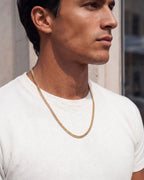 Men’s Matte Gold-Tone Stainless Steel Cuban Chain Necklace, 3 mm — Nocturno