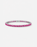 Deep Rose Zirconia Tennis Bracelet, 4 mm, Silver-Plated Steel