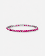 Deep Rose Zirconia Tennis Bracelet, 4 mm, Silver-Plated Steel
