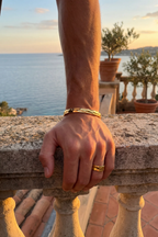 Men’s Textured Open Cuff Bracelet, 18K Gold-Plated Steel — Ocean
