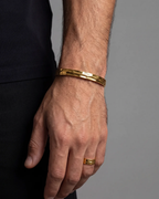Men’s Textured Open Cuff Bracelet, 18K Gold-Plated Steel — Ocean