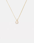 Imitation Pearl and Zirconia Pendant Necklace, Gold-Tone