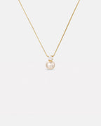 Imitation Pearl and Zirconia Pendant Necklace, Gold-Tone