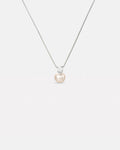 Imitation Pearl and Zirconia Pendant Necklace, Silver-Tone