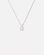 Imitation Pearl and Zirconia Pendant Necklace, Silver-Tone