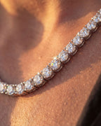 Clear Zircon Tennis Necklace and Bracelet Set, 4 mm, White-Gold-Plated