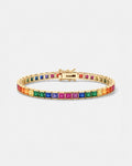 Rainbow Tennis Bracelet, 4 mm, 18K Gold-Plated