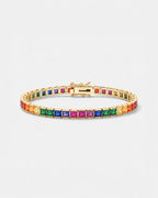 Rainbow Tennis Bracelet, 4 mm, 18K Gold-Plated
