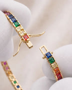 Rainbow Tennis Bracelet, 4 mm, 18K Gold-Plated