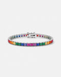 Rainbow Tennis Bracelet, 4 mm, Platinum-Plated