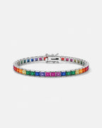 Rainbow Tennis Bracelet, 4 mm, Platinum-Plated