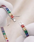 Rainbow Tennis Bracelet, 4 mm, Platinum-Plated