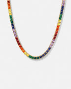 Rainbow Tennis Necklace, 4 mm, 18K Gold-Plated