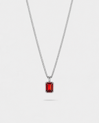 Men’s 1 ct Lab-Grown Ruby Pendant Necklace, 925 Silver Pendant