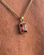 Men’s 1 Carat Lab-Grown Ruby Pendant Necklace, 18K Gold-Plated