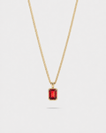 Men’s 1 Carat Lab-Grown Ruby Pendant Necklace, 18K Gold-Plated