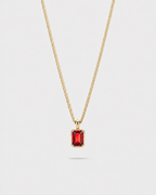 Men’s 1 Carat Lab-Grown Ruby Pendant Necklace, 18K Gold-Plated