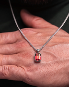 Men’s 1 ct Lab-Grown Ruby Pendant Necklace, 925 Silver Pendant