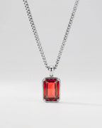 Men’s 1 ct Lab-Grown Ruby Pendant Necklace, 925 Silver Pendant