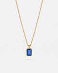 Men’s 1 Carat Lab-Grown Sapphire Pendant Necklace, 18K Gold-Plated
