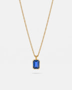 Men’s 1 Carat Lab-Grown Sapphire Pendant Necklace, 18K Gold-Plated