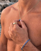 Men’s 1 Carat Lab-Grown Sapphire Pendant Necklace, 18K Gold-Plated