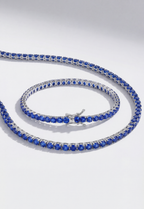 Blue Zircon Tennis Necklace, 4 mm, Silver-Plated, 56 cm