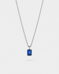Men’s 1 ct Lab-Grown Sapphire Pendant Necklace, 925 Silver Pendant
