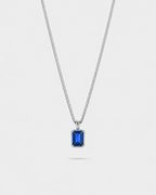 Men’s 1 ct Lab-Grown Sapphire Pendant Necklace, 925 Silver Pendant