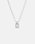 Open Rectangle Pendant Necklace, Silver-Tone Steel — Silhouette