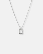 Open Rectangle Pendant Necklace, Silver-Tone Steel — Silhouette