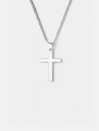 Men’s Cross Pendant Necklace, 60 cm, Platinum-Plated