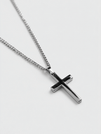 Men’s Cross Pendant Necklace, 60 cm, Platinum-Plated