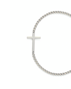 Men’s Cuban Chain Cross Bracelet, 3 mm, Platinum-Plated Steel