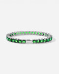 Green Square-Stone Tennis Bracelet, 5 mm, Silver-Tone Steel