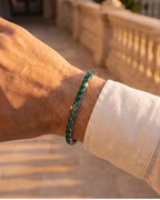 Green Square-Stone Tennis Bracelet, 5 mm, Silver-Tone Steel