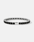 Black Square-Stone Tennis Bracelet, 5 mm, Silver-Tone Steel