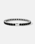 Black Square-Stone Tennis Bracelet, 5 mm, Silver-Tone Steel
