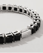 Black Square-Stone Tennis Bracelet, 5 mm, Silver-Tone Steel